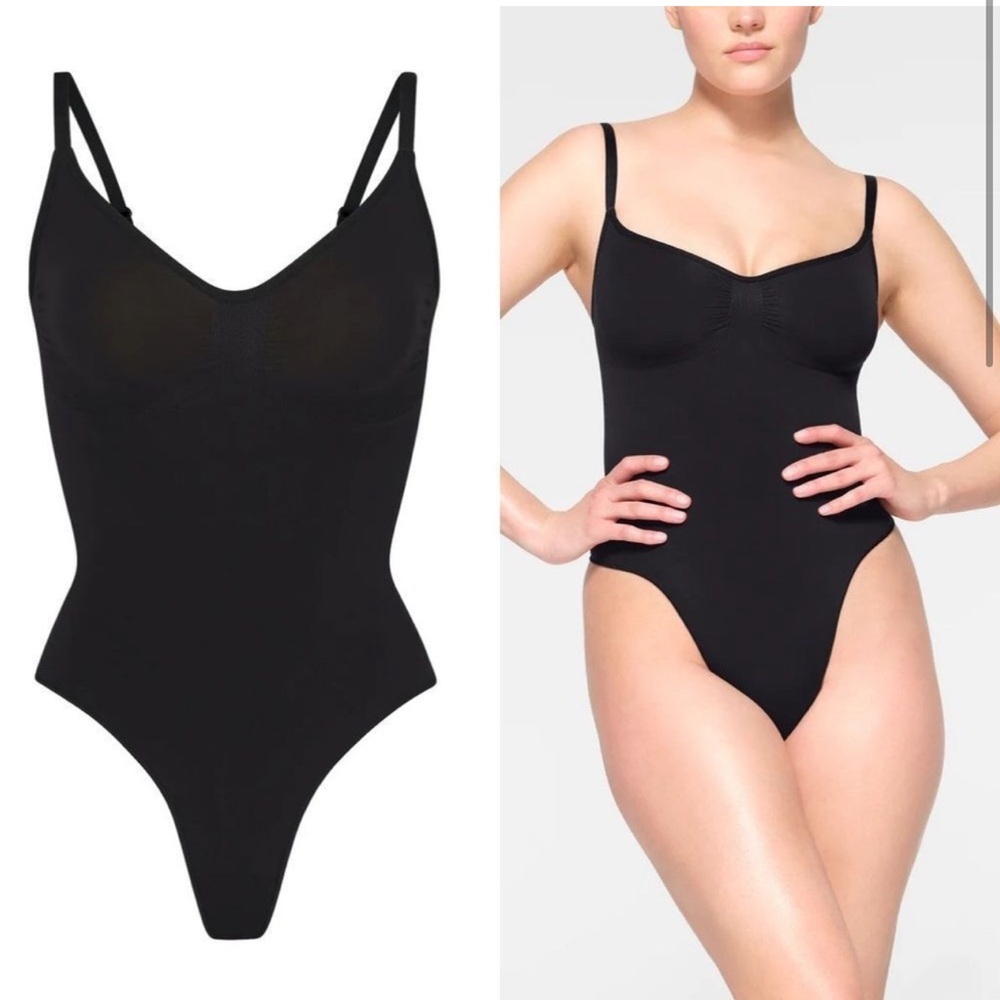 SKIMS Seamless Sculpt Thong Bodysuit Black ONYX Size XS S M L XL